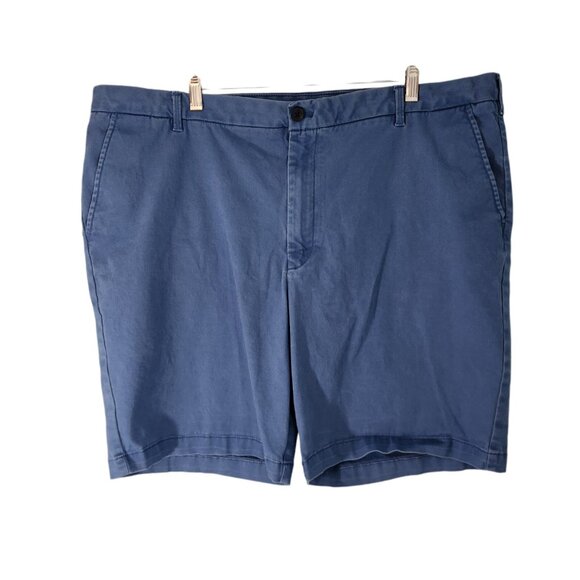 Izod Saltwater Shorts Stretch Flat Front Chino Sz 42 9.5" Inseam Blue - Picture 1 of 9